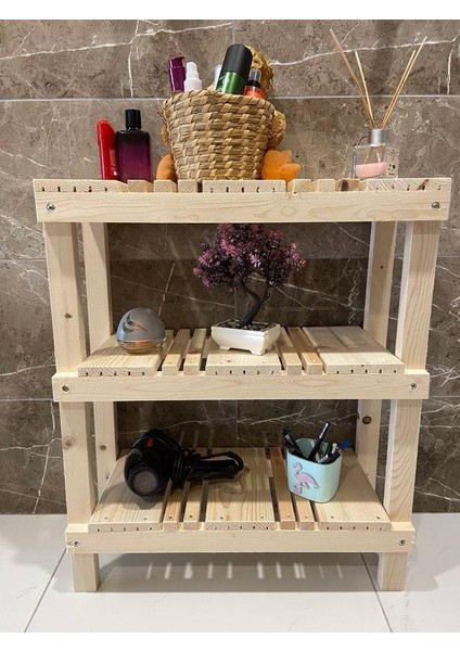 3 Lü Ahşap Dekoratif - Banyo Düzenleyici