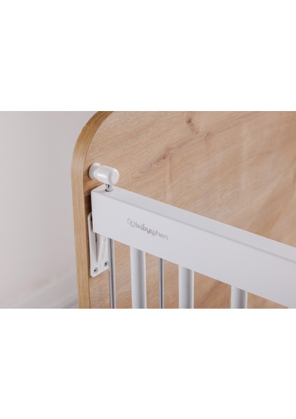 BW1066 - Pratik Kademeli Anne Yanı Tekerlekli Bebek Beşik Ahşap 60x120
