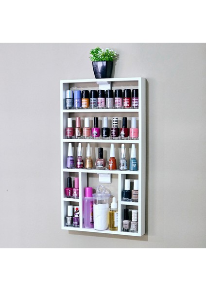 Oje Standı Ahşap Beyaz Organizer