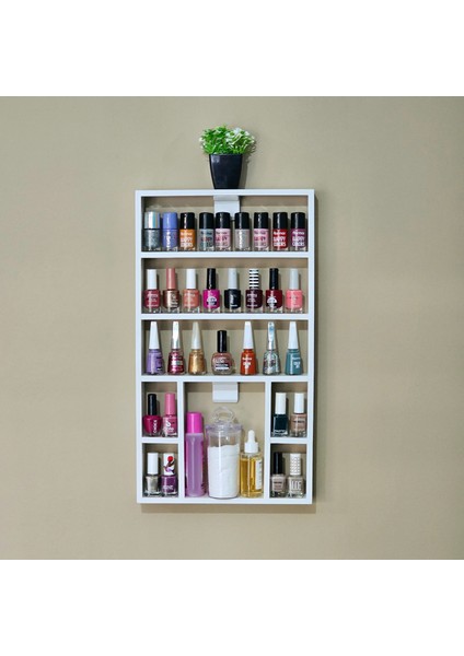 Oje Standı Ahşap Beyaz Organizer