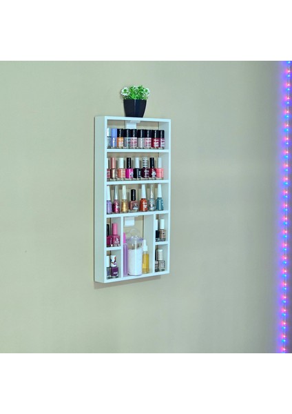 Oje Standı Ahşap Beyaz Organizer