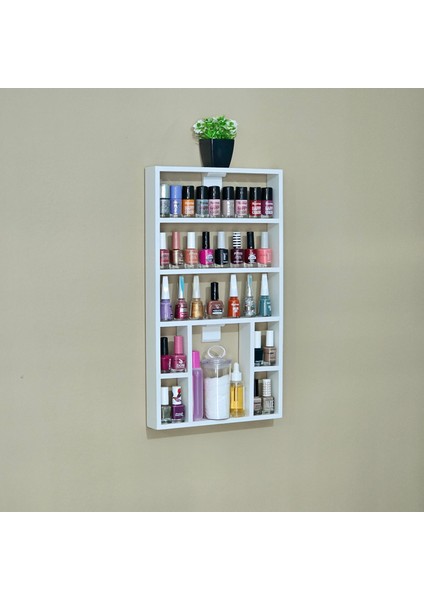 Oje Standı Ahşap Beyaz Organizer