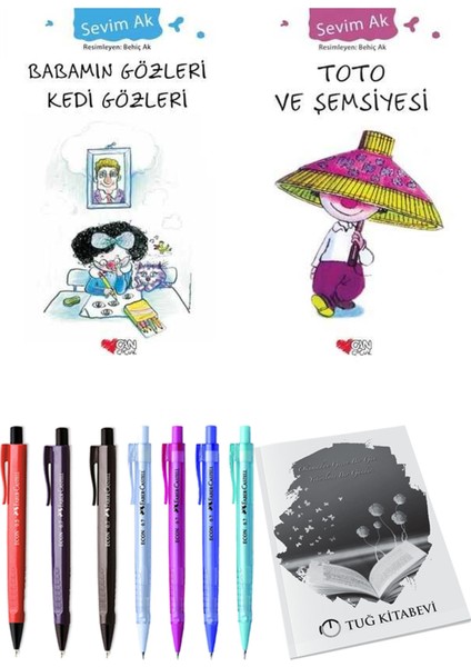 Toto ve Şemsiyesi ve Babamın Gözleri Kedi Gözleri 2'li Set + Hediyeli