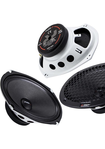 Oto Mıdrange Oval 6x9 300W Kapaklı 2 Adet Beyaz For-X XMD-3069