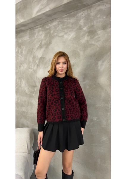 Swckadın Bordo LEOPAR%100İPEK Şardonlu