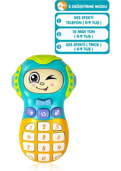Işıklı ve Müzikli Ceptelefonu Bebek Motor Beceri Gelişimi Müzikli Oyuncak Ceptelefonu Bebek Oyuncağı Yeşil-Mavi modelleri