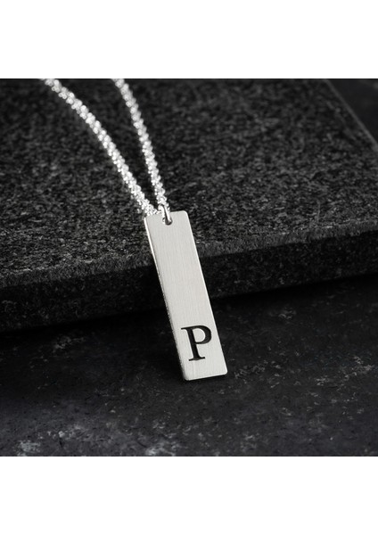 Erkek 925 Ayar Gümüş Özel Tasarım P Harf Kolye