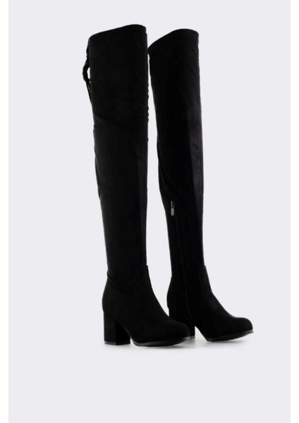 Çorap Çizme, Diz Üstü Çizme Siyah Süet Topuklu Streç ve Esnek Çizme 41/42/43/ Numara fiyatları
