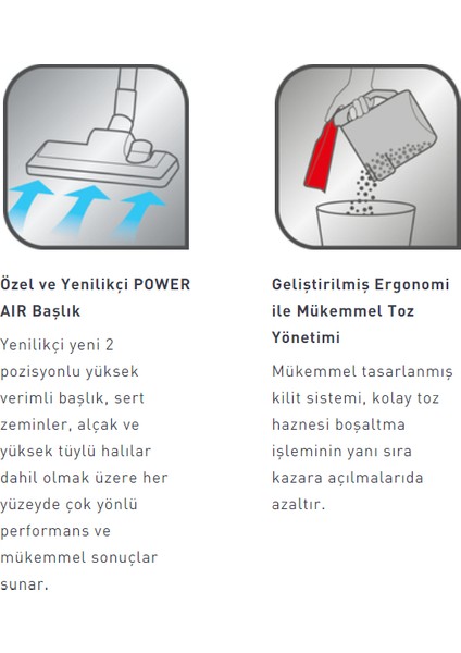 Turbo Başlık 550W En Iyi Performans ve Kusursuz Sessizlik Silence Force Toz Torbasız Elektrikli Süpürge Özel ve Yenilikçi POWER AIR Başlık -Kablosuz Lambader Hediye