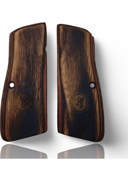 Silah Kabzası - Zig 14, Browning Hp, High Power 14, Dik Kasa, Browning Halkalı (Halka Için Kesim Yaptırmak Için Mesaj Atın), Halkasız ile Uyumlu - Sadece Vernik Uygulanmış - Lamine