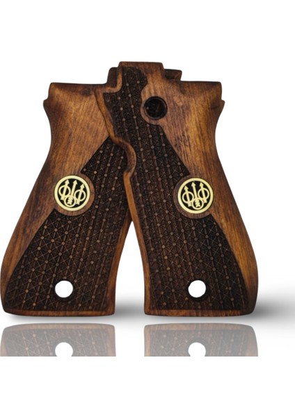 Kabzası - Beretta F81/F84, Fatih 13 ile Uyumlu - Koyu Kahverengi Renk - Metal Logolu - BRTF81CV011L1 fiyatları