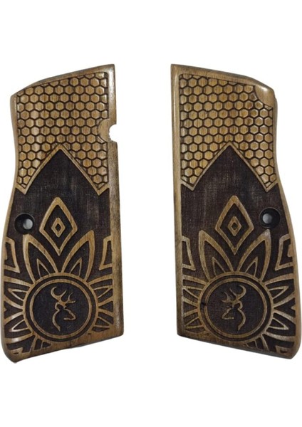 Silah Kabzası - Zig 14, Browning Hp, High Power 14, Dik Kasa, Browning Halkalı (Halka Için Kesim Yaptırmak Için Mesaj Atın), Halkasız ile Uyumlu - Açık Kahverengi Renk - BRWHPUC025