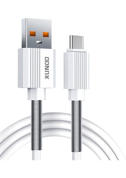 XDDC-016 iPhone 15 Serisi Için 1 M Çift Yaylı Konnektör 2.4A Hızlı Şarj Kablosu Veri Iletim Kablosu - Usb-A&#39;dan Tip-C&#39;ye (Yurt Dışından)