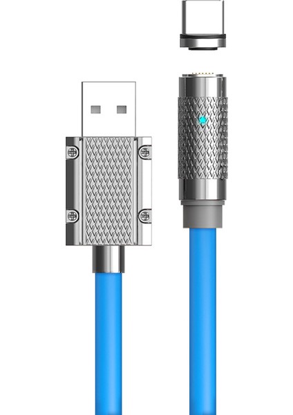 2m Veri Senkronizasyonu Usb-A - Tip-C Manyetik Şarj Kablosu Desteği 100W Hızlı Şarj (Ce Belgeli Yok) - Mavi (Yurt Dışından)
