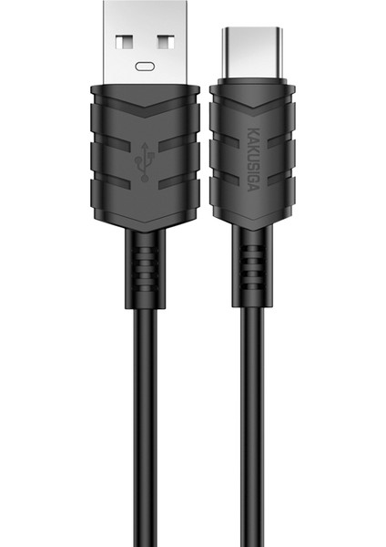 Kakusıga KSC-710 Kuge Serisi 1m 2.4A Type-C Akıllı Şarj Veri Kablosu Pvc Telefon Kablosu - Siyah (Yurt Dışından)