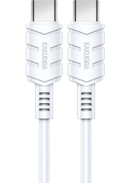 Kakusıga KSC-710 Kuge Serisi iPhone 15 Serisi Için 1.2m Type-C - Type-C Telefon Şarj Kablosu Pd 60W Pvc Kablo - Beyaz (Yurt Dışından)