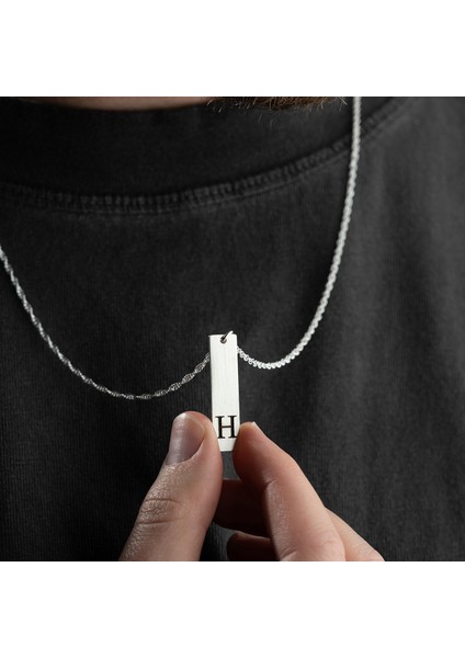 Erkek 925 Ayar Gümüş Özel Tasarım H Harf Kolye fiyatları