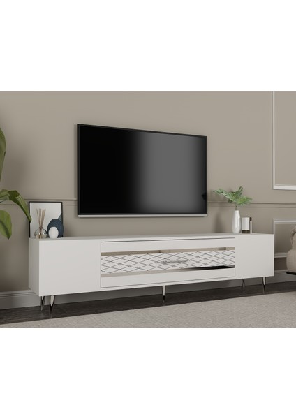 DEKOLP2CT Tv Sehpası Beyaz-Gümüş fiyatları