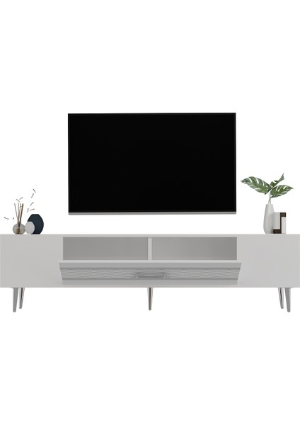DEKOLP2CT Tv Sehpası Beyaz-Gümüş modelleri