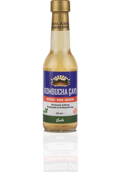 6 Adet Sade Kombucha (250ML.) Cam Şişede