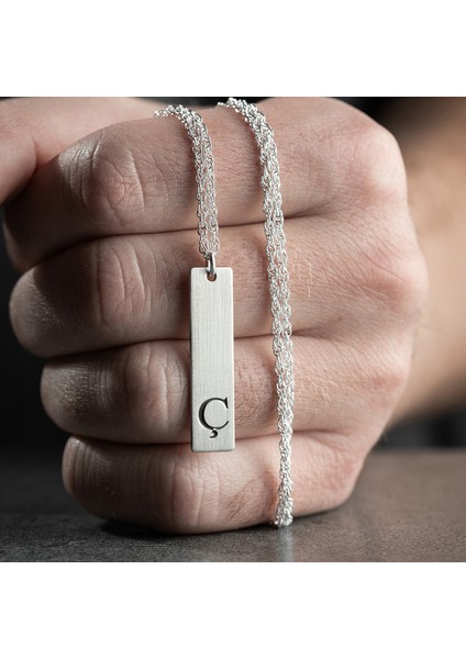 Erkek 925 Ayar Gümüş Özel Tasarım Ç Harf Kolye modelleri