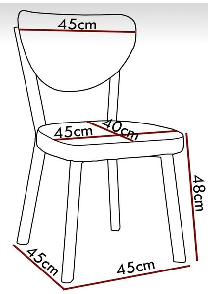 2 Adet Elma Sandalye Deri Mutfak Salon Yemek Odası Sandalyesi Metal Ayak