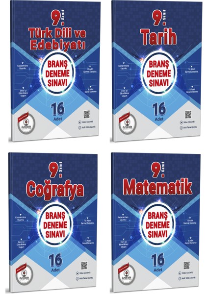 9. Sınıf Edebiyat-Tarih-Coğrafya-Matematik Branş Deneme Sınavı 4 Kitap