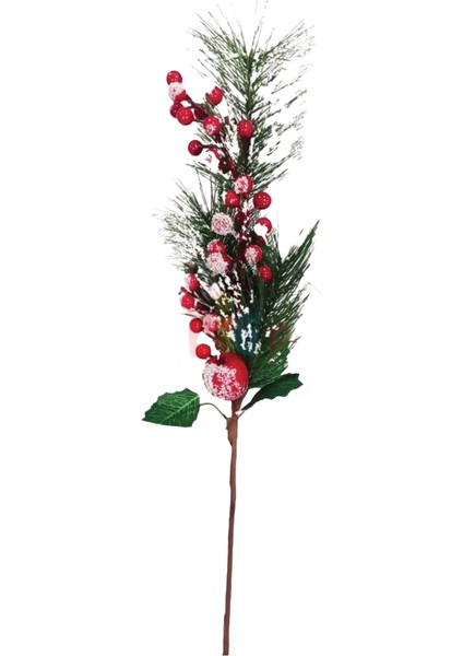 Yılbaşı Çam Dalı Berry Demeti Kozalaklı Karlı 40 cm