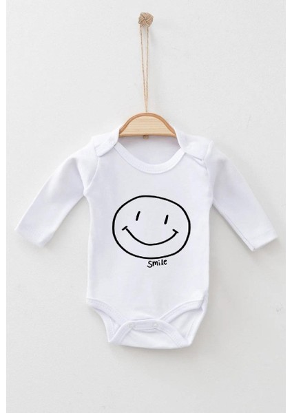 Smile Desenli Pamuklu Çıtçıtlı Bebek Body