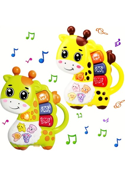 Işıklı ve Müzikli Zürafa Bebek Piyanosu Motor Beceri Gelişimi Müzikli Oyuncak Hayvan Seslii Zürafa Bebek Oyuncağı Sarı fiyatları