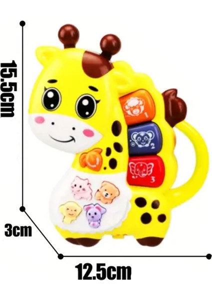 Işıklı ve Müzikli Zürafa Bebek Piyanosu Motor Beceri Gelişimi Müzikli Oyuncak Hayvan Seslii Zürafa Bebek Oyuncağı Sarı fırsatları