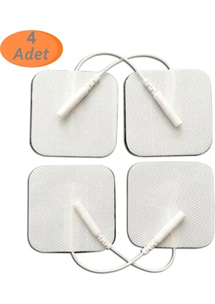 Yeni Kablolu Soketli Tens Pedi Tens Elektrodu - 5 x 5 cm - Kare x 4 Adet