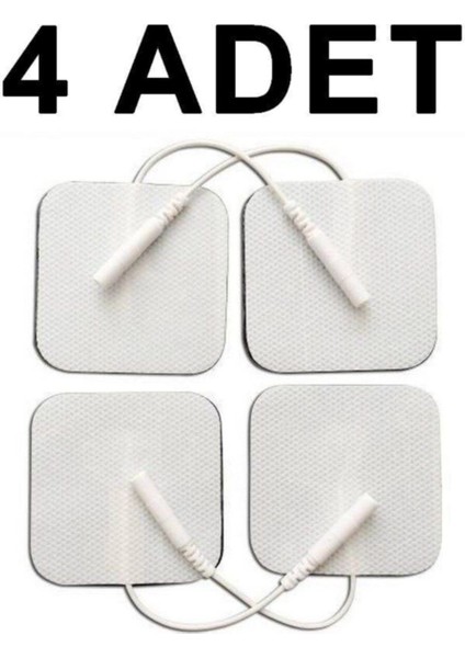 Yeni Kablolu Soketli Tens Pedi Tens Elektrodu - 5 x 5 cm - Kare x 4 Adet