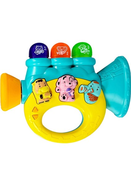 Işıklı ve Müzikli Trompet Bebek Piyanosu Motor Beceri Gelişimi Müzikli Oyuncak Hayvan Sesli Trompet Bebek Oyuncağı Sarı
