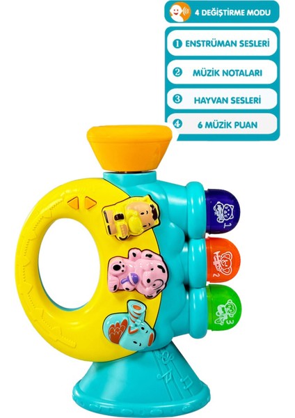 Işıklı ve Müzikli Trompet Bebek Piyanosu Motor Beceri Gelişimi Müzikli Oyuncak Hayvan Sesli Trompet Bebek Oyuncağı Sarı modelleri