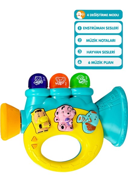 Işıklı ve Müzikli Trompet Bebek Piyanosu Motor Beceri Gelişimi Müzikli Oyuncak Hayvan Sesli Trompet Bebek Oyuncağı Sarı fırsatları