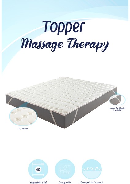 Topper 0.9 - Massage Therapy - 3d Soft Yatak Pedi - Yatak Koruyucu Uyku Pedi - 3 Cm