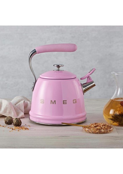 50's Style Pembe Set Üstü Düdüklü Kettle 2.3 Lt