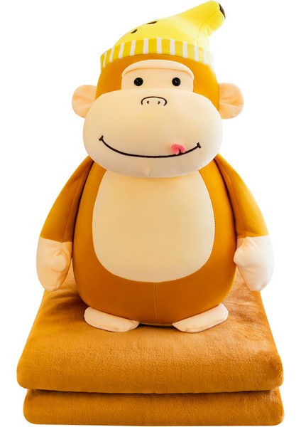 Peluş Oyuncak Maymun Bebek Karikatür Klima Yorgan 2'si 1 Arada Yastık Battaniye Çocuk Hediyesi (Yurt Dışından)