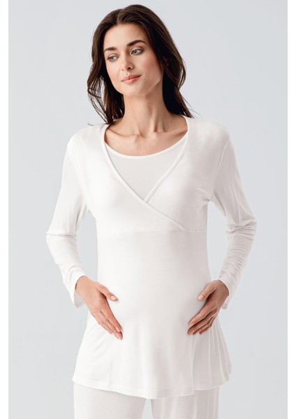 Uzun Kollu Likralı Viskoz Hamile Pijama Takım 22105 fiyatları