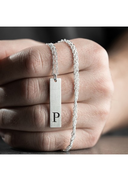 Erkek 925 Ayar Gümüş Özel Tasarım P Harf Kolye modelleri