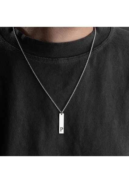 Erkek 925 Ayar Gümüş Özel Tasarım P Harf Kolye indirimleri