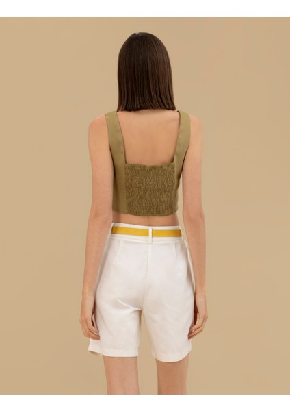Kadın Yeşil Crop Top Bluz 50263098-VR235 indirimleri