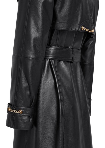 Jenny Kadın Siyah Kruvaze Yaka Deri Pardesü 23WGE51681M fırsatları