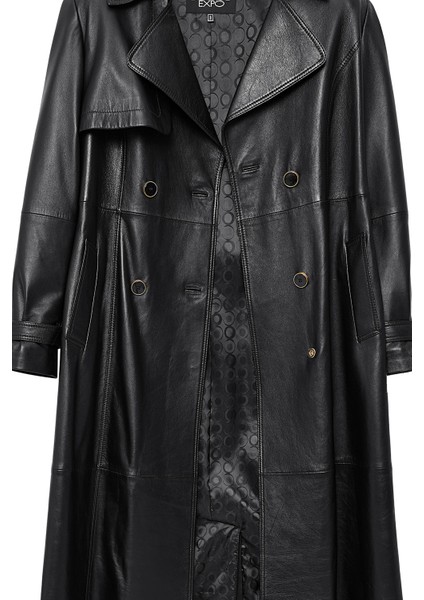 Jenny Kadın Siyah Kruvaze Yaka Deri Pardesü 23WGE51681M indirimleri