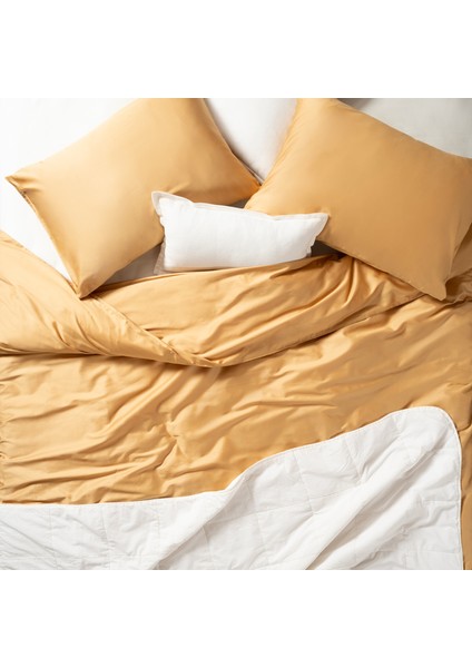 Solıd 300 Tc Tek Kişilik Pamuk Saten Nevresim Seti 160 x 220 cm Sarı