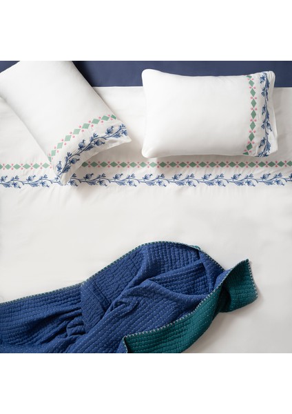 Braga Nakışlı 300 Tc Saten E.kıng Sıze Pamuk Saten %100 Pamuk Nevresim Seti 260x220 Cm Ekru