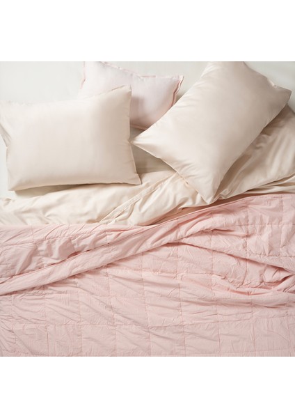 Solıd Kapitoneli Tek Kişilik Pamuk Yatak Örtüsü 160 x 220 cm Pembe