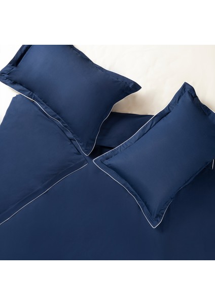 Brıto Biyeli 200 Tc Percale %100 Pamuk Nevresim Seti 260X220 cm Lacivert