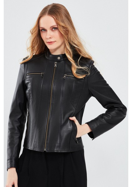 Marlyn Kadın Siyah Kısa Deri Ceket 23WGE51331M fiyatları